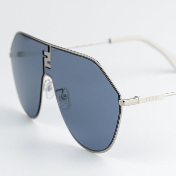 NEW Fendi FE40080U FF MATCH 16V Shiny Palladium Blue Unisex Round Sunglasses - Picture 7 of 12